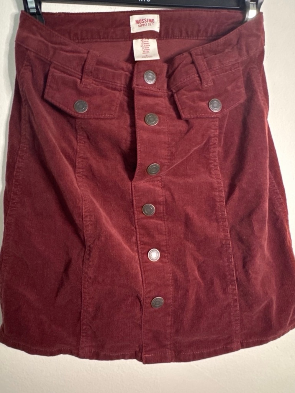 Mossimo Supply Co. Deep Burgundy Corduroy Button-Front Mini Skirt